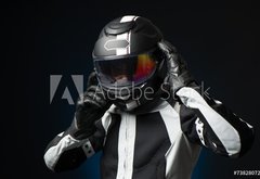 Fototapeta145 x 100  Casque et motard, 145 x 100 cm