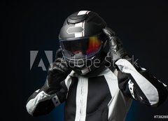 Fototapeta200 x 144  Casque et motard, 200 x 144 cm