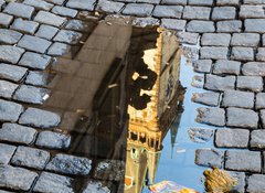 Fototapeta100 x 73  Astronomical clock in Prague in puddle, 100 x 73 cm