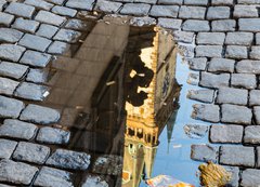 Fototapeta vliesov 200 x 144, 73939709 - Astronomical clock in Prague in puddle