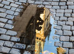 Fototapeta pltno 240 x 174, 73939709 - Astronomical clock in Prague in puddle