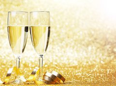 Samolepka flie 270 x 200, 73942789 - Champagne and bow - ampask a luk