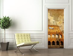 Samolepka na dvee flie 90 x 220, 74103258 - great Roman empire - conceptual collage in retro style