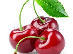 Fototapeta330 x 244  Cherry with leaf isolated on white., 330 x 244 cm