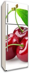 Samolepka na lednici flie 80 x 200  Cherry with leaf isolated on white., 80 x 200 cm