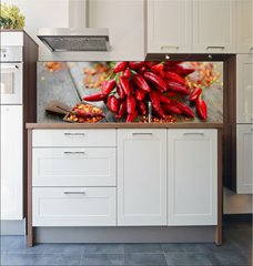 Fototapeta do kuchyn flie 180 x 60  Holzbrett Chili, 180 x 60 cm