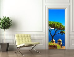 Samolepka na dvee flie 90 x 220, 74374074 - Summer landscape and ornamental garden,Ravello,Amalfi,Italy