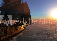 Fototapeta240 x 174  velero y puesta de sol, 240 x 174 cm