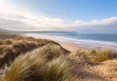 Samolepka fólie 145 x 100, 75128584 - Sand Dunes and Woolacombe Beach - Písečné duny a pláž Woolacombe