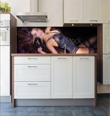Fototapeta do kuchyn flie 180 x 60  Sexy woman with perfect body., 180 x 60 cm