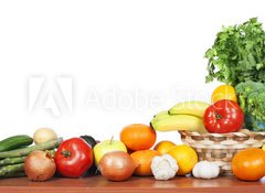 Samolepka flie 100 x 73  Fruits and vegetables isolated white background, 100 x 73 cm