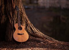 Fototapeta100 x 73  Wooden Acoustic Guitar, 100 x 73 cm