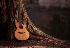 Fototapeta145 x 100  Wooden Acoustic Guitar, 145 x 100 cm