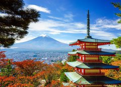 Fototapeta200 x 144  Mt. Fuji with Chureito Pagoda, Fujiyoshida, Japan, 200 x 144 cm