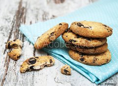 Samolepka flie 100 x 73, 75839613 - Chocolate cookies on wooden table - okoldov suenky na devnm stole