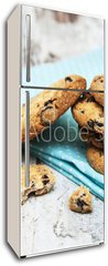 Samolepka na lednici fólie 80 x 200, 75839613 - Chocolate cookies on wooden table - Čokoládové sušenky na dřevěném stole