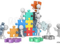 Fototapeta pltno 240 x 174, 75911933 - The Team.The dude x 9 building colorful puzzle from blueprint. - The Team.The frajer x 9 budova barevn puzzle z modrotisku.