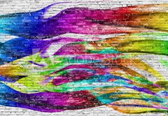 Samolepka flie 145 x 100, 76004024 - abstract colorful painting over brick wall