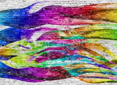 Fototapeta papr 160 x 116, 76004024 - abstract colorful painting over brick wall - abstraktn barevn obraz pes cihlovou ze