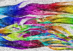Fototapeta papr 184 x 128, 76004024 - abstract colorful painting over brick wall - abstraktn barevn obraz pes cihlovou ze