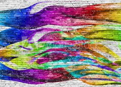 Fototapeta vliesov 200 x 144, 76004024 - abstract colorful painting over brick wall - abstraktn barevn obraz pes cihlovou ze