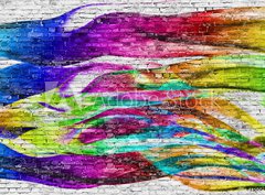 Fototapeta pltno 330 x 244, 76004024 - abstract colorful painting over brick wall