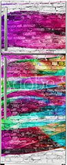 Samolepka na lednici fólie 80 x 200, 76004024 - abstract colorful painting over brick wall - abstraktní barevný obraz přes cihlovou zeď