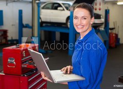 Fototapeta vliesov 100 x 73, 76801978 - Mechanic typing on a laptop