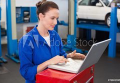 Samolepka flie 145 x 100  Mechanic working on a laptop, 145 x 100 cm
