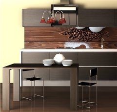 Fototapeta do kuchyně fólie 260 x 60, 76842456 - espresso coffee with sugar powdered heart - espresso káva s cukrem v prášku srdce