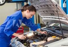 Fototapeta papr 184 x 128, 76966308 - Mechanic examining under hood of car with torch