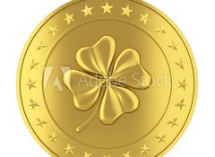 Samolepka flie 100 x 73, 77835665 - Coin with clover - Mince s jetelem