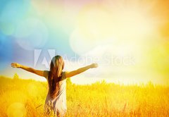 Fototapeta174 x 120  Free Happy Woman Enjoying Nature. Beauty Girl Outdoor., 174 x 120 cm