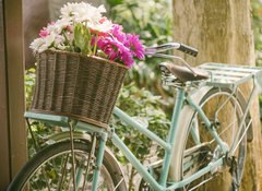 Fototapeta100 x 73  Vintage bicycle with flowers in basket, 100 x 73 cm
