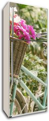 Samolepka na lednici flie 80 x 200  Vintage bicycle with flowers in basket, 80 x 200 cm