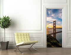 Samolepka na dvee flie 90 x 220, 78121192 - Golden Gate Bridge in San Francisco sunrise