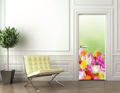 Samolepka na dvee flie 90 x 220  Beautiful bouquet of tulips., 90 x 220 cm