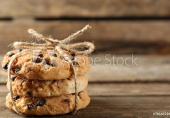 Samolepka flie 145 x 100, 78640228 - Tasty cookies on rustic wooden background - Chutn cookies na rustiklnm devnm pozad