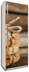 Samolepka na lednici fólie 80 x 200, 78640228 - Tasty cookies on rustic wooden background - Chutné cookies na rustikálním dřevěném pozadí