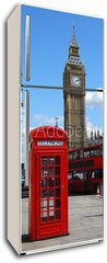 Samolepka na lednici flie 80 x 200  Telephone box, Big Ben and double decker bus in London, 80 x 200 cm