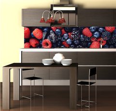 Fototapeta do kuchyně fólie 260 x 60, 78821273 - blueberies, raspberries and black berries shot top down - blueberies, maliny a černé bobule zastřelené shora dolů