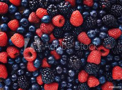 Fototapeta papr 360 x 266, 78821273 - blueberies, raspberries and black berries shot top down