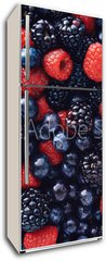 Samolepka na lednici fólie 80 x 200, 78821273 - blueberies, raspberries and black berries shot top down - blueberies, maliny a černé bobule zastřelené shora dolů