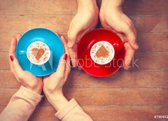 Samolepka flie 200 x 144, 79045228 - Women and man holding cups of coffee