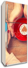 Samolepka na lednici flie 80 x 200, 79045228 - Women and man holding cups of coffee