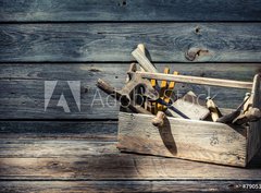 Fototapeta plátno 330 x 244, 79051352 - Vintage carpenters tool box - Vintage tesaři nástrojů