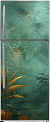 Samolepka na lednici fólie 80 x 200, 790822272 - An elegant gold decoration art wallpaper. Modern art with nature. Golden leaves, plants and bamboo of curvature of the line, green background.