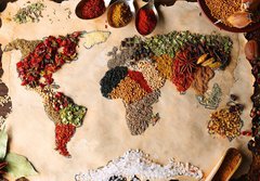 Fototapeta papr 184 x 128, 79106209 - Map of world made from different kinds of spices, close-up