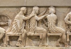 Samolepka flie 145 x 100, 79122097 - Ancient Greek Temple Frieze detail, Delhpi, Greece