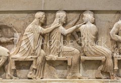 Samolepka flie 145 x 100, 79122097 - Ancient Greek Temple Frieze detail, Delhpi, Greece - Starovk eck chrm Detail frze, Delhpi, ecko